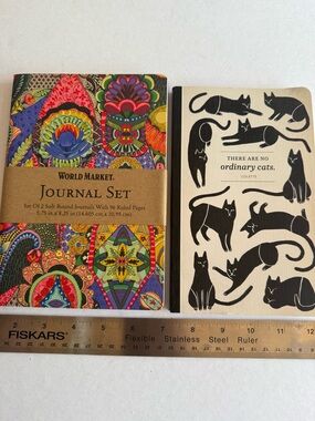 Set of 2 - Colorful Floral and Cat Journals